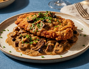 Jägerschnitzel mit Steinpilzen und Wacholder