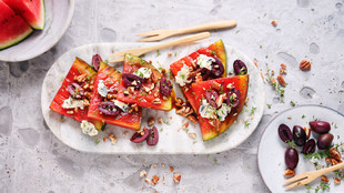 Gegrillte Wassermelone mit Gorgonzola
