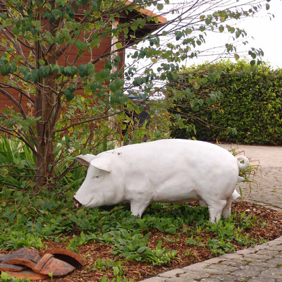 Dekoschwein auf Hofeinfahrt