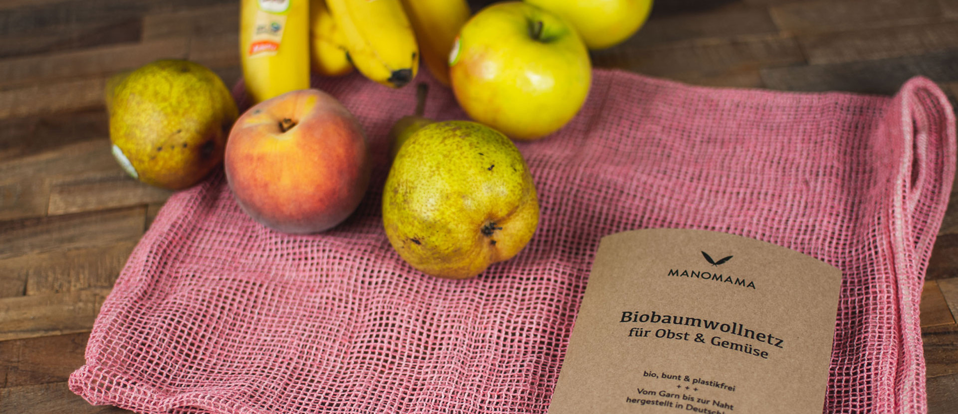 Bio-Baumwollnetz mit Äpfeln und Birnen
