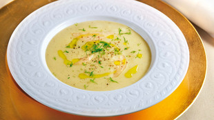Fenchel Birnen Cremesuppe mit Oliven 