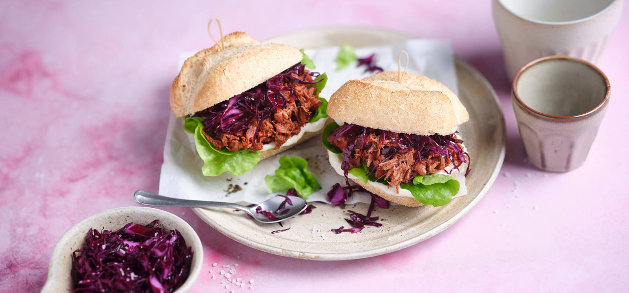 Rezept veganer Jackfruit Pulled Pork Burger