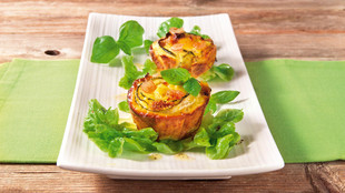 Zucchini-Nester mit Garnelen