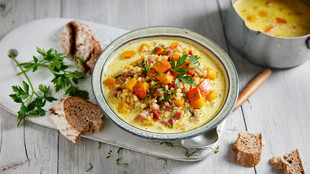 Gerstensuppe mit Kürbis