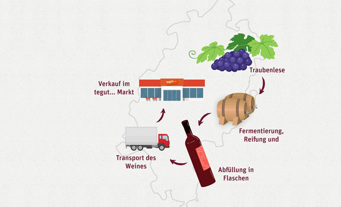 Infografik regionale Produkte: Lieferweg Wein