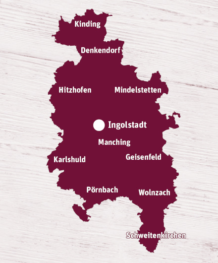 Ein Kartenausschnitt vom Amazon Liefergebiet Ingolstadt