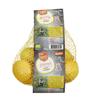 tegut... Bio Zitronen in alter Verpackung mit Plastik