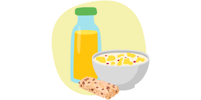 Icon Alnatura Produkte wie Fruchtsaft, Müsli und Fruchtriegel