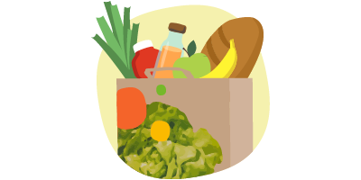 tegut... Einkaufstüte mit großer Auswahl von Bio-Produkten wie Obst, Gemüse, Backwaren oder Fruchtsäfte.