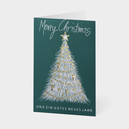 Eine Unicef Weihnachtskarte mit einem Tannenbaum