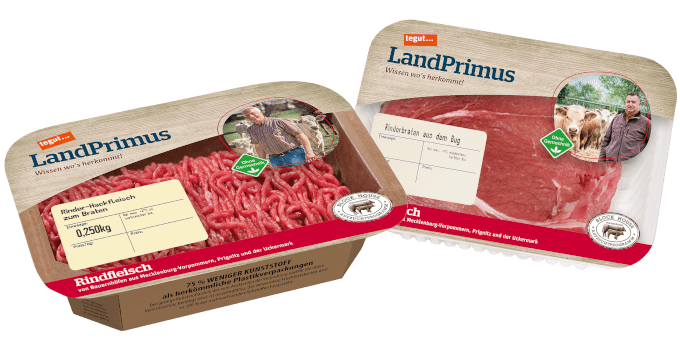 Die tegut Eigenmarke Landprimus Hackfleisch und Rinderbraten