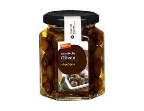 Darstellung von spanische Oliven ohne Stein