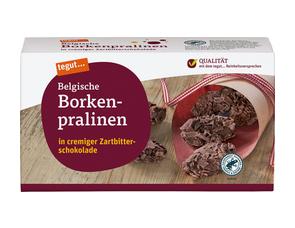 Darstellung von Belgische Borkenpralinen in cremiger Zartbitterschokolade