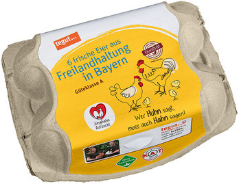 6 Eier aus Freilandhaltung in Bayern Junghahn