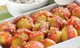 Lachs-Kartoffeln mit Dill-Dip