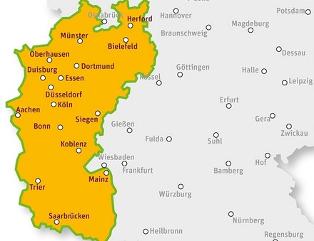 Karte von Westdeutschland