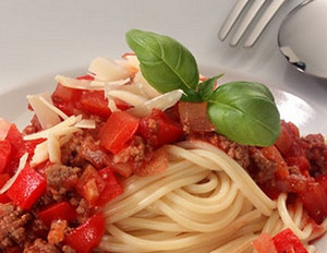Spaghetti Bolognese mit Paprika